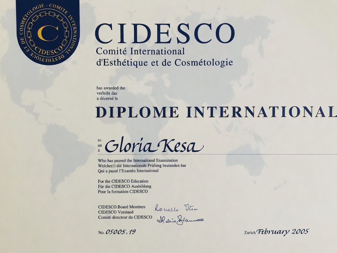 CIDESCO International Beauty Therapy Diploma - Gloria Kesa